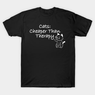 Cats Cheaper Than Therapy Cool Creative Beautiful Design T-Shirt